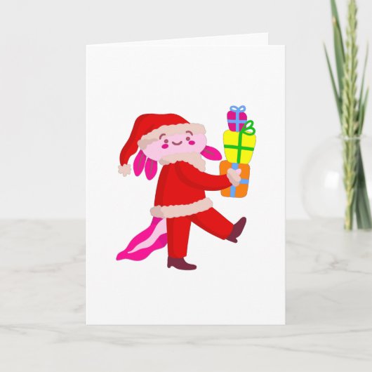 おもしろいクリスマスのウーパールーパーサンタクロース 招待状 (正面)
