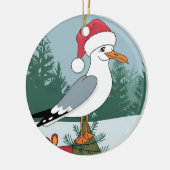 おもしろいクリスマスのカモメのチップ – クリスマスカモメ セラミックオーナメント (左)