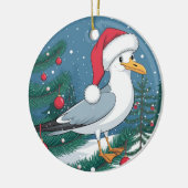 おもしろいクリスマスのカモメのチップ – クリスマスカモメ セラミックオーナメント (左)