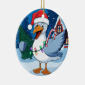 おもしろいクリスマスのカモメのチップ – クリスマスカモメ セラミックオーナメント (右)
