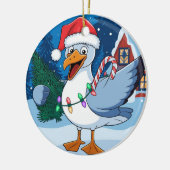 おもしろいクリスマスのカモメのチップ – クリスマスカモメ セラミックオーナメント (左)