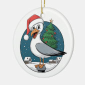 おもしろいクリスマスのカモメのチップ – クリスマスカモメ セラミックオーナメント (左)