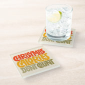 おもしろいクリスマスのカロリー数デザイン ガラスコースター (アングル)