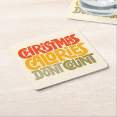 おもしろいクリスマスのカロリー数デザイン スクエアペーパーコースター (アングル)