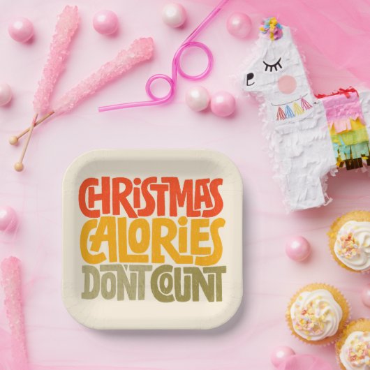 おもしろいクリスマスのカロリー数デザイン ペーパープレート (パーティー)