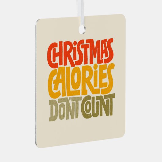 おもしろいクリスマスのカロリー数デザイン メタルオーナメント (正面右)