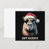 おもしろいクリスマスのキャピホリデー Xmas キャピバラ 招待状 (正面/裏面)