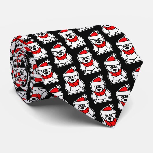 おもしろいクリスマスのクマの漫画ネックタイデザイン ネクタイ (ロール)