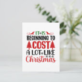おもしろいクリスマスのコストのワードアート シーズンポストカード (スタンド正面)