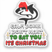 おもしろいクリスマスのサメかわいいクラシック シール (正面)