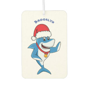 おもしろいクリスマスのサメイラストレーション カーエアーフレッシュナー