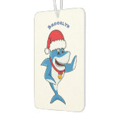 おもしろいクリスマスのサメイラストレーション カーエアーフレッシュナー (左)