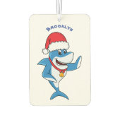 おもしろいクリスマスのサメイラストレーション カーエアーフレッシュナー (裏面)