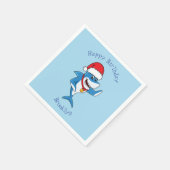 おもしろいクリスマスのサメイラストレーション スタンダードカクテルナプキン (角)