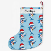 おもしろいクリスマスのサメイラストレーション スモールクリスマスストッキング (裏面)