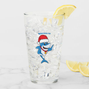 おもしろいクリスマスのサメイラストレーション タンブラーグラス