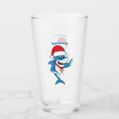 おもしろいクリスマスのサメイラストレーション タンブラーグラス (正面)