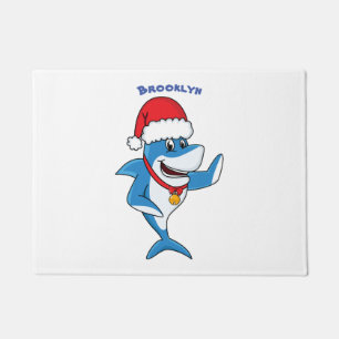 おもしろいクリスマスのサメイラストレーション ドアマット