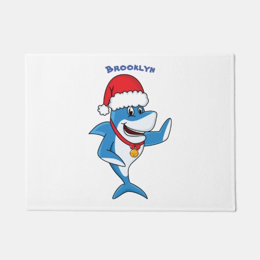 おもしろいクリスマスのサメイラストレーション ドアマット (正面)