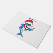 おもしろいクリスマスのサメイラストレーション ドアマット (アングル)
