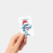 おもしろいクリスマスのサメイラストレーション バッジ (手持ち)