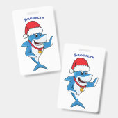 おもしろいクリスマスのサメイラストレーション バッジ (正面＆裏面)
