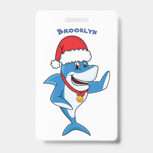おもしろいクリスマスのサメイラストレーション バッジ (正面)