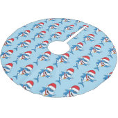 おもしろいクリスマスのサメイラストレーション ブラッシュドポリエステルツリースカート (アングル)