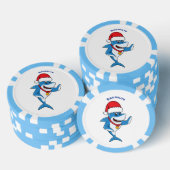おもしろいクリスマスのサメイラストレーション ポーカーチップ (積み重ね)
