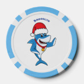 おもしろいクリスマスのサメイラストレーション ポーカーチップ (裏面)