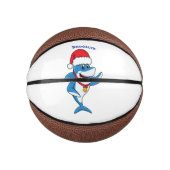 おもしろいクリスマスのサメイラストレーション ミニバスケットボール (正面)