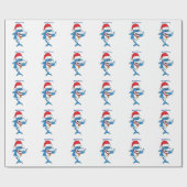 おもしろいクリスマスのサメイラストレーション ラッピングペーパー (フラット)