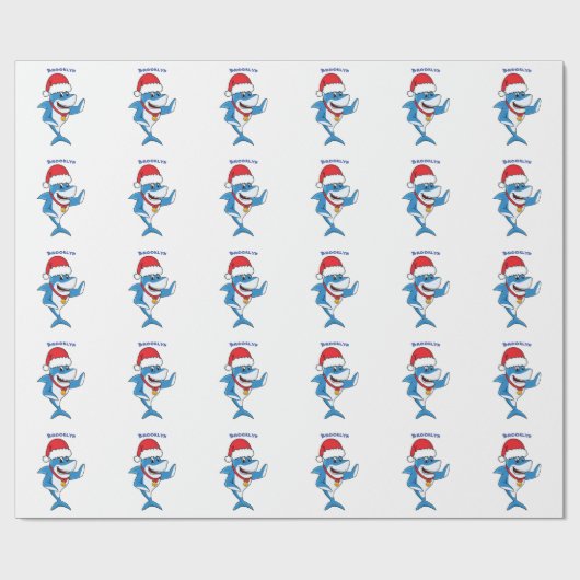 おもしろいクリスマスのサメイラストレーション ラッピングペーパー (フラット)