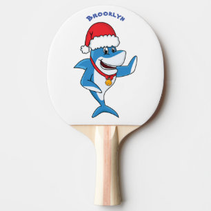 おもしろいクリスマスのサメイラストレーション 卓球ラケット