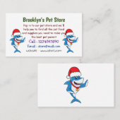 おもしろいクリスマスのサメイラストレーション 名刺 (正面/裏面)