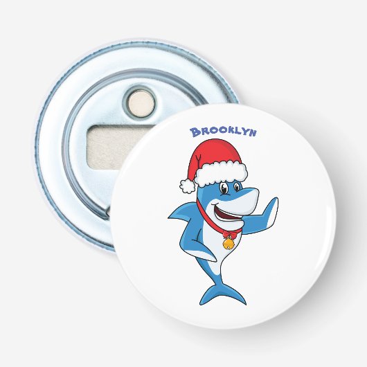 おもしろいクリスマスのサメイラストレーション 栓抜き (正面)