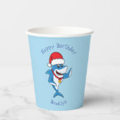 おもしろいクリスマスのサメイラストレーション 紙コップ (正面)