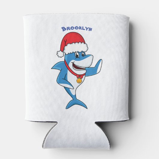 おもしろいクリスマスのサメイラストレーション 缶クーラー (裏面)