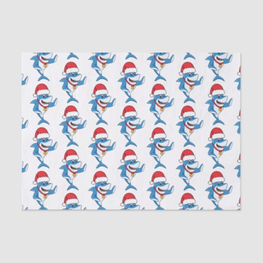 おもしろいクリスマスのサメイラストレーション 薄葉紙 (正面)