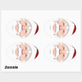 おもしろいクリスマスのシールかわいいサンタクロースのシール 楕円形シール (シート)