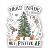 おもしろいクリスマスのスケルトン – 死んだがフェスティバル シール (正面)