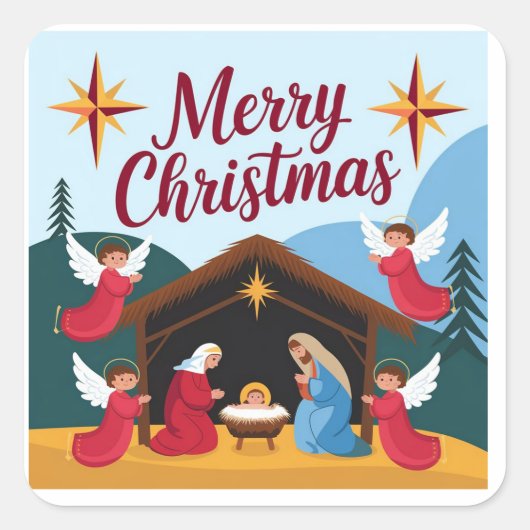 おもしろいクリスマスのステッカー – あなたの穴にユーモアを追加 スクエアシール (正面)