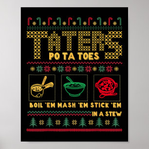 おもしろいクリスマスのタターズポテト ポスター