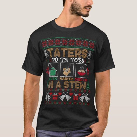 おもしろいクリスマスのタターズポテト Tシャツ (正面)