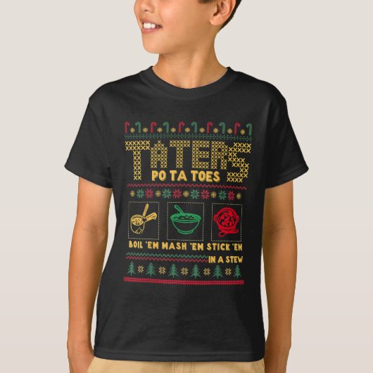 おもしろいクリスマスのタターズポテト Tシャツ (正面)