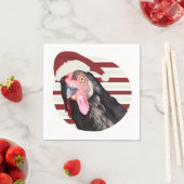 おもしろいクリスマスのチ赤と白キンストライプ スタンダードカクテルナプキン (インサイチュ)