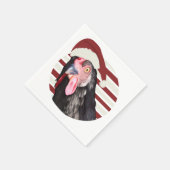 おもしろいクリスマスのチ赤と白キンストライプ スタンダードカクテルナプキン (角)