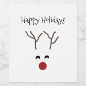 おもしろいクリスマスのトナカイのハッピーホリデーズワインラベル ワインラベル (シングルラベル)