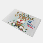 おもしろいクリスマスのトナカイ ドアマット (アングル)