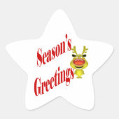 おもしろいクリスマスのトナカイ「季節の挨拶」 星シール (正面)